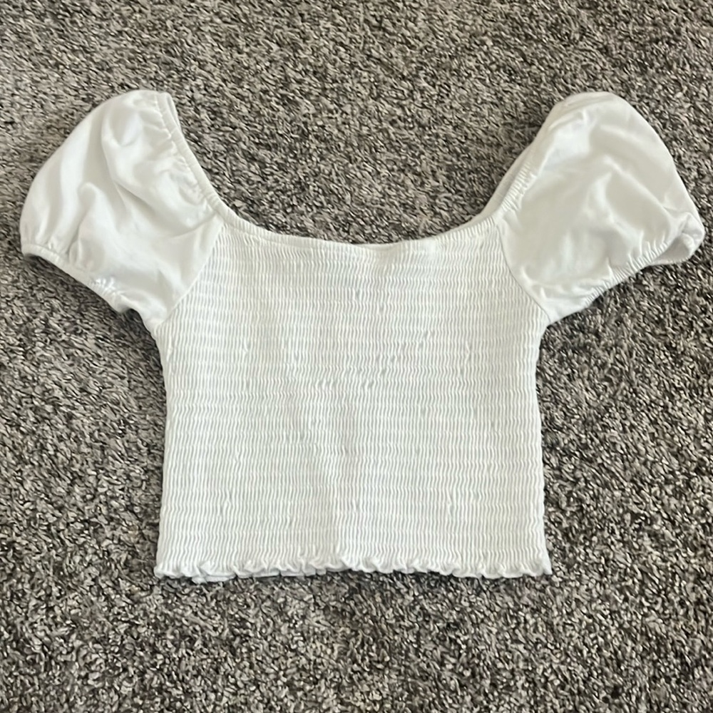 Hollister White Ruched crop top